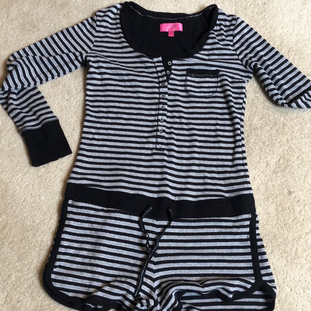 VS LOUNGEWEAR ONESIE STRIPPED GREY/BLACK LUREX LRG